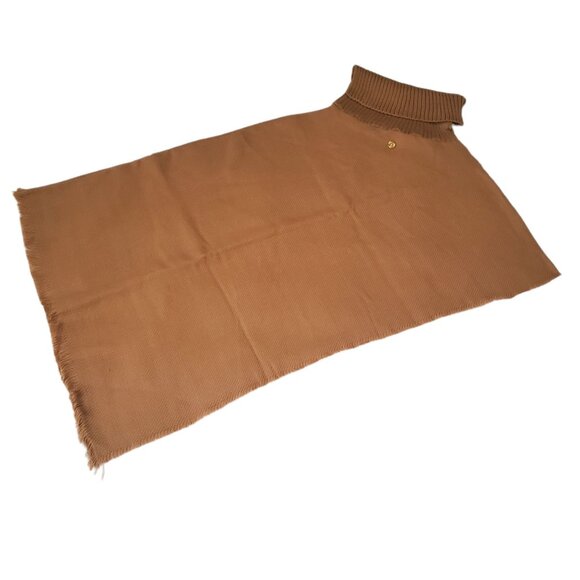 Anne Klein Camel Woven Poncho With Turtleneck Fringe Detail women new one size - Picture 2 of 8